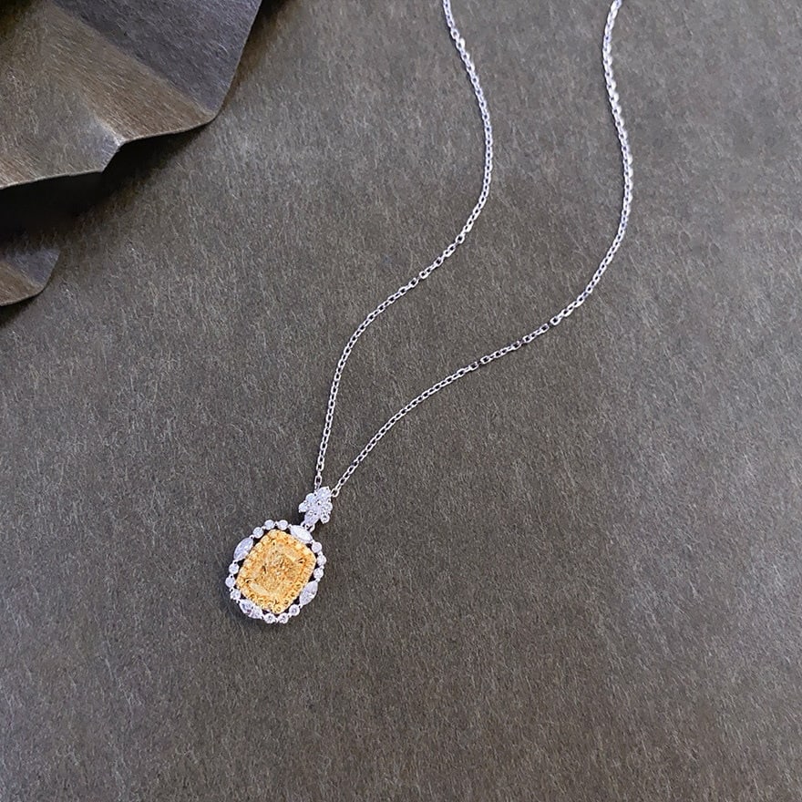 14k Gold 1.25 Ctw Natural Yellow Diamond & Diamond Necklace - 5