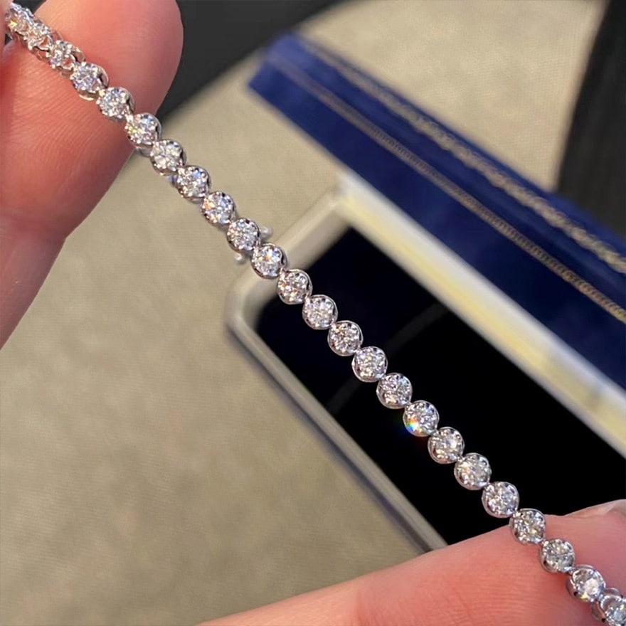 14k Gold 2.00 Ct Natural H Diamond Bracelet - 3