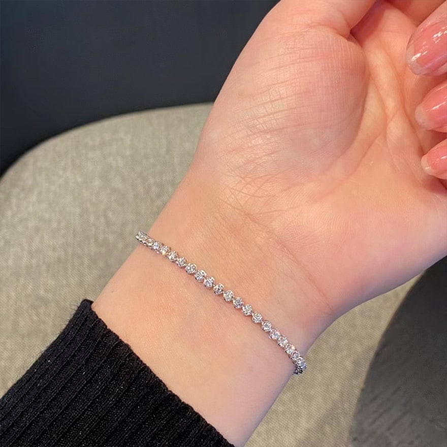 14k Gold 2.00 Ct Natural H Diamond Bracelet - 8