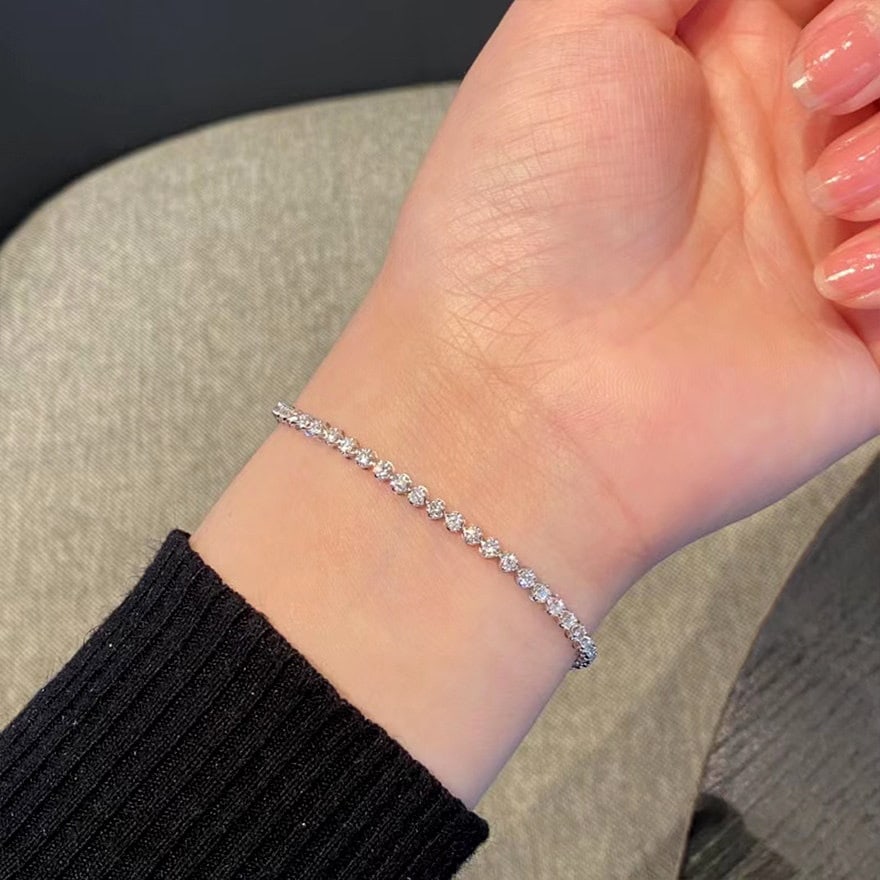 14k Gold 2.00 Ct Natural H Diamond Bracelet - 9