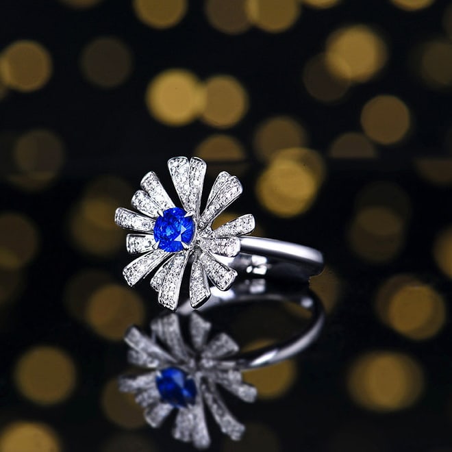 14k Gold 0.97 Ctw Natural Sapphire & Diamond Ring - 2