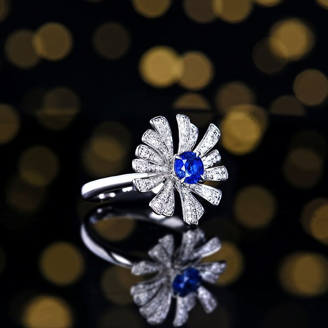 14k Gold 0.97 Ctw Natural Sapphire & Diamond Ring - 3