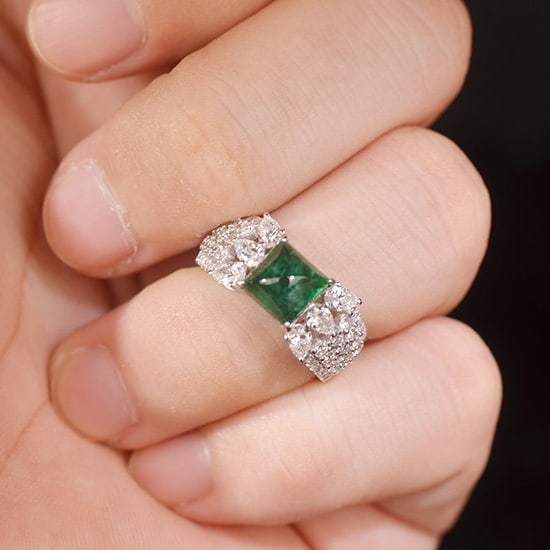 14k Gold 3.16 Ctw Natural Emerald & Diamond Ring - 6