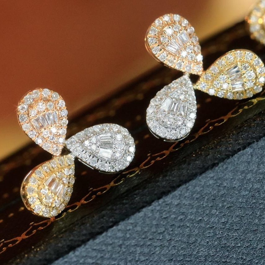 14k Gold 0.66 Ct Natural H Diamond Earrings - 2