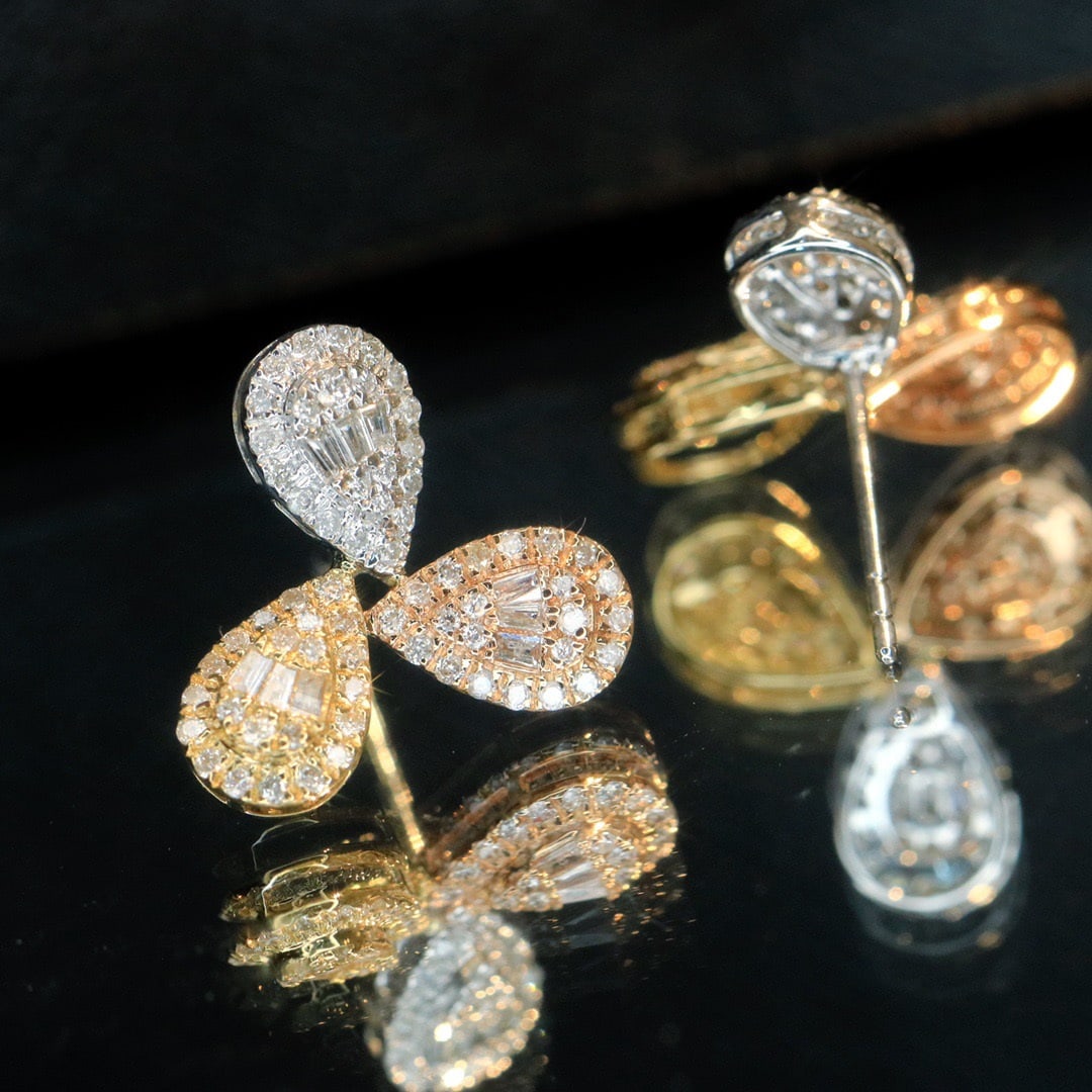 14k Gold 0.66 Ct Natural H Diamond Earrings - 9