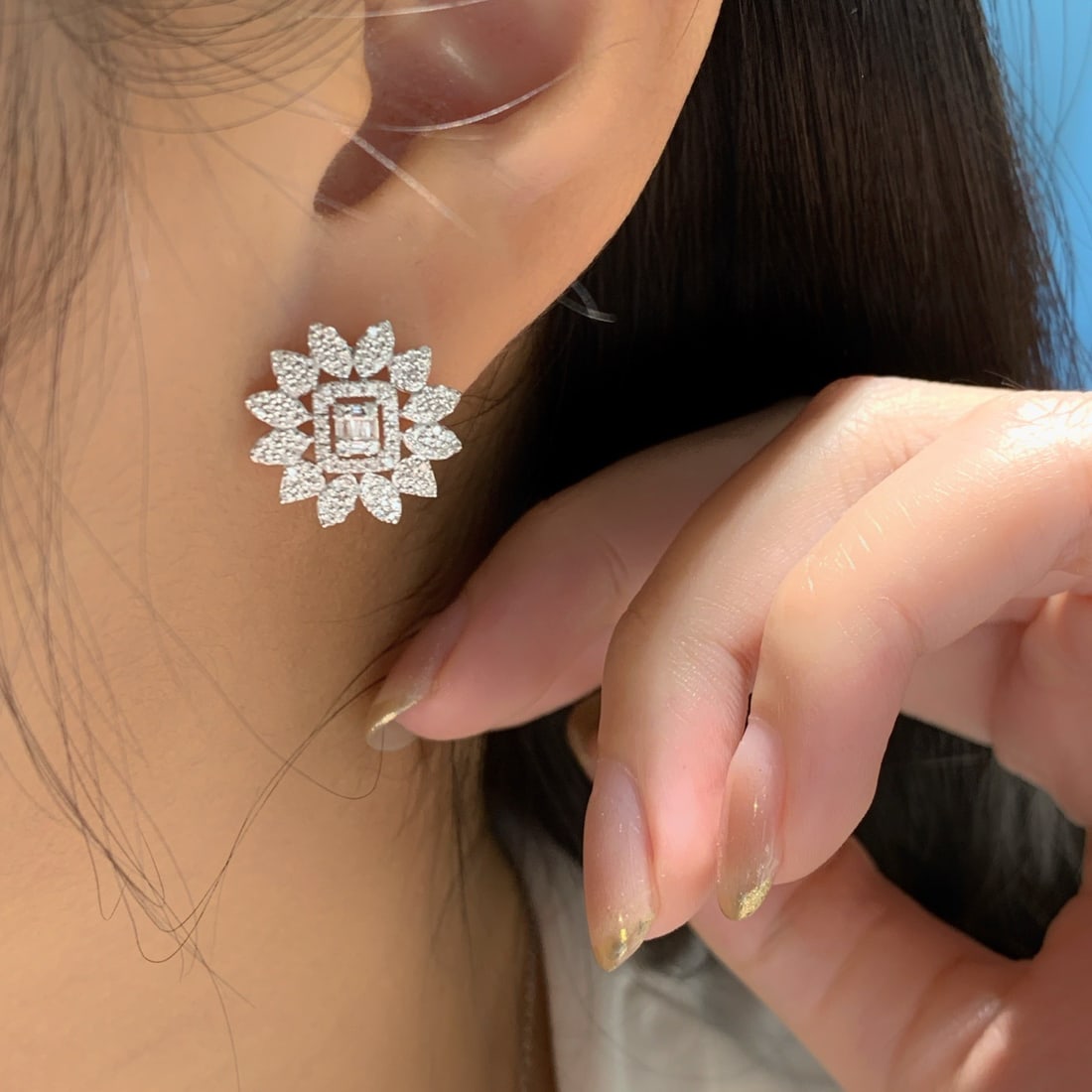 14k Gold 0.76 Ct Natural H Diamond Earrings - 3