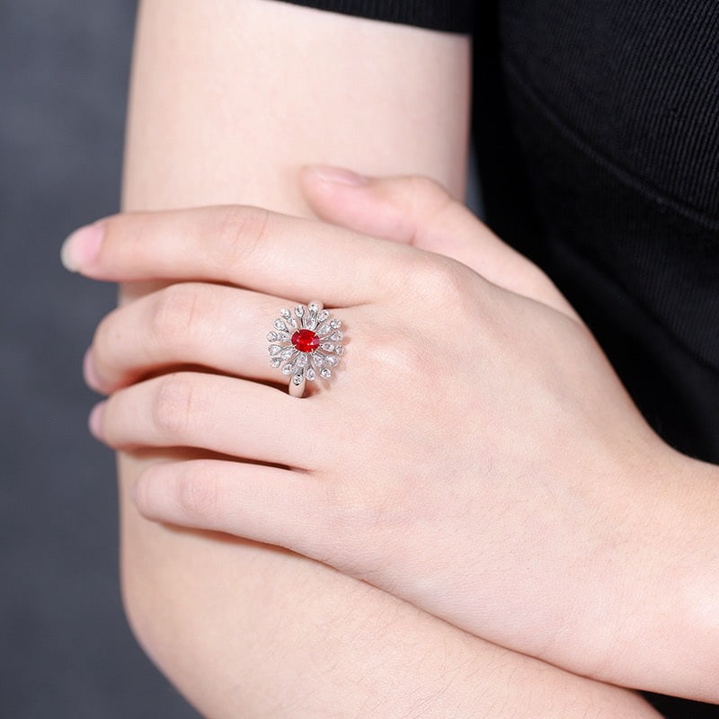 14k Gold 1.03 Ctw Natural Ruby & Diamond Ring - 4