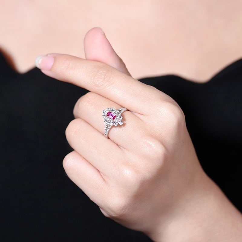 14k Gold 0.44 Ctw Natural Ruby & Diamond Ring - 6