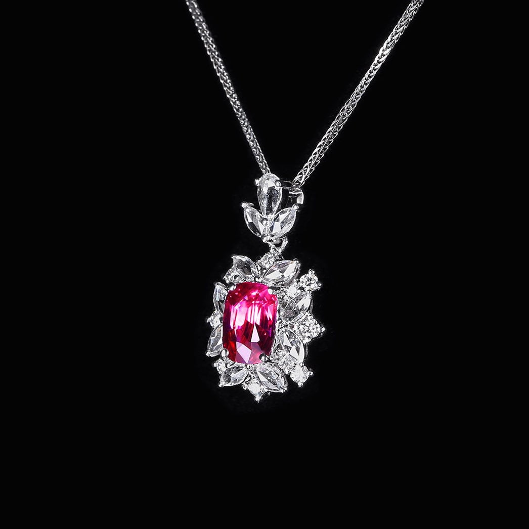 14k Gold 1.56 Ctw Natural Ruby & Diamond Pendant( Without Chain ) - 2