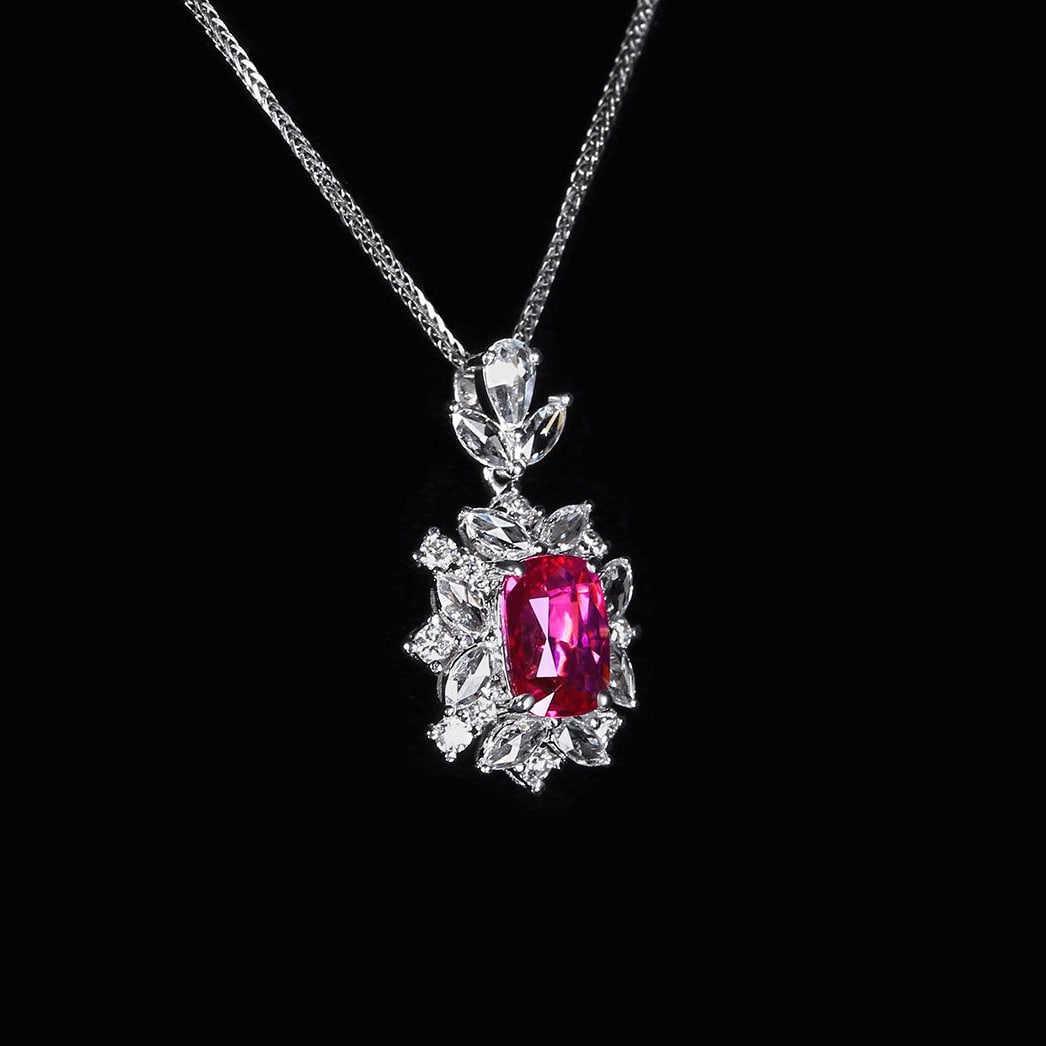 14k Gold 1.56 Ctw Natural Ruby & Diamond Pendant( Without Chain ) - 3