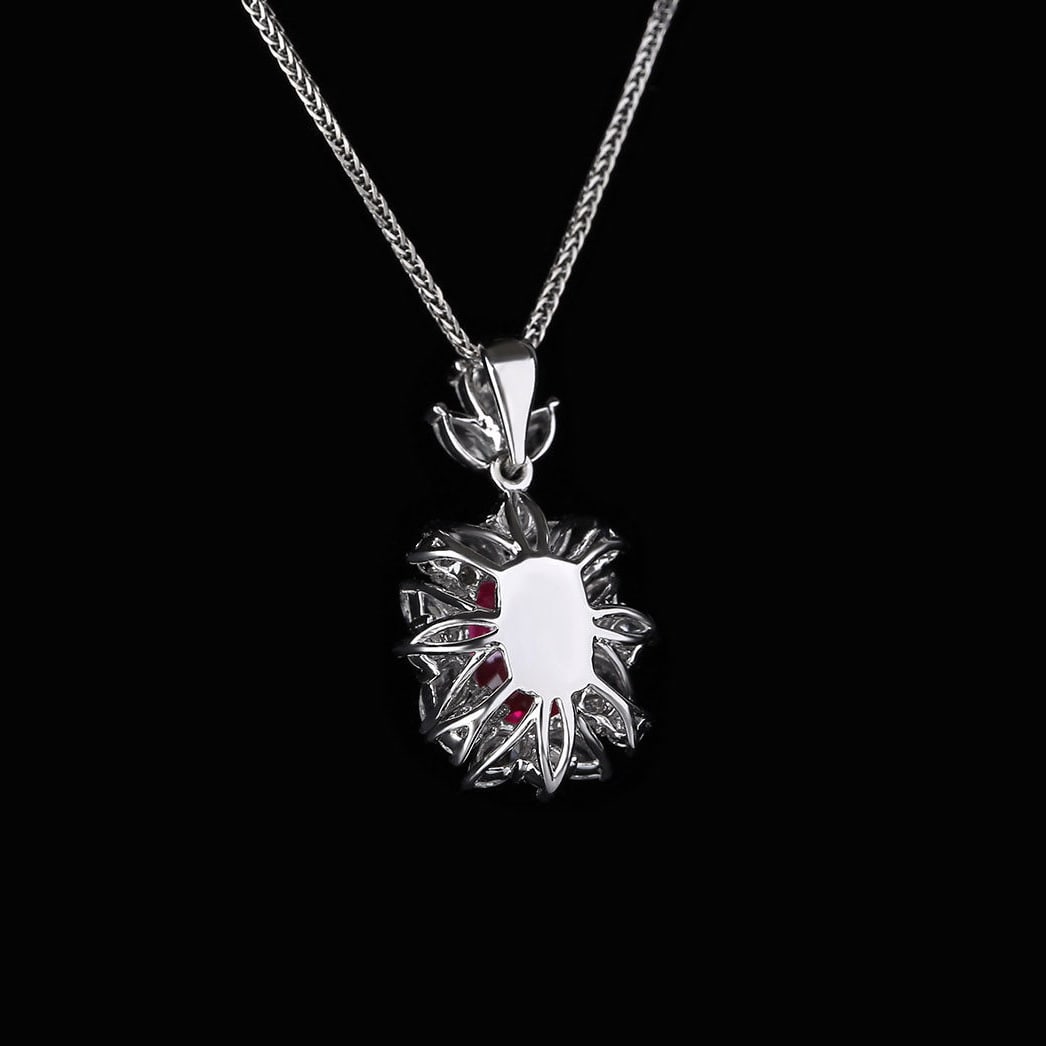 14k Gold 1.56 Ctw Natural Ruby & Diamond Pendant( Without Chain ) - 4