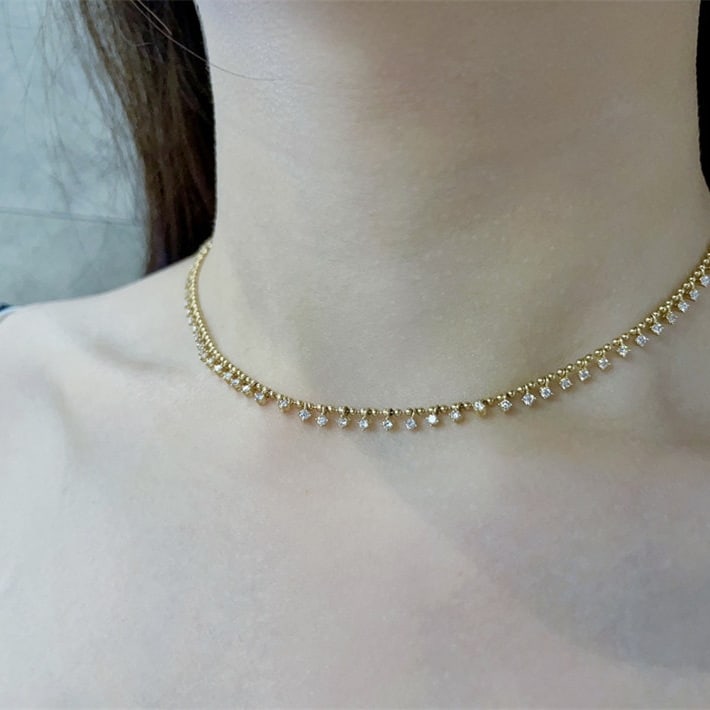 14k Gold 1.00 Ct Natural H Diamond Necklace - 9