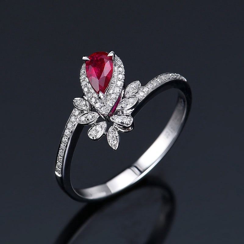 14k Gold 0.45 Ctw Vivid Red Natural Ruby & Diamond Ring - 4