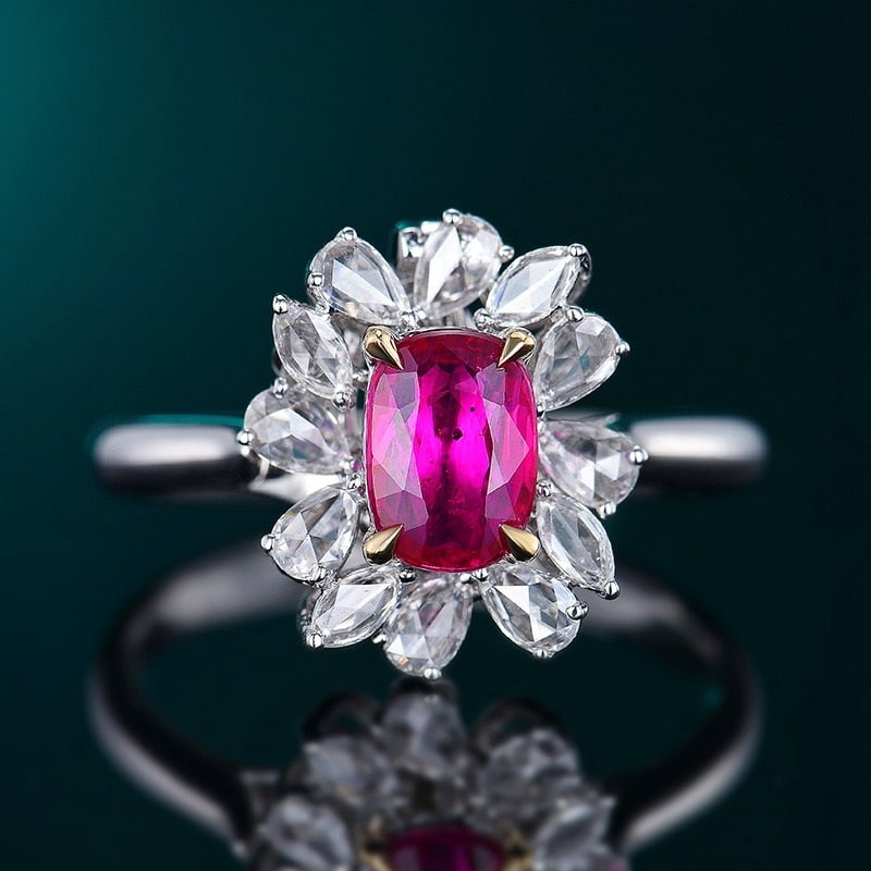 14k Gold 1.42 Ctw Natural Ruby & Diamond Ring/pendant( Without Chain ): Ref:231122034 // gold content:14k gold // ring size:7. 25us // // main gemstone:ruby // shape:cushion // carat weight:1. 01ct // color:red // treatment:natural // // adjacent gemstone 2 : diamond // n