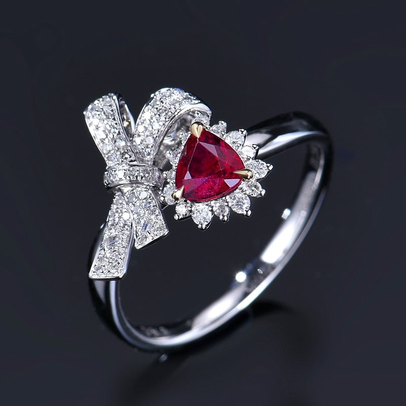 14k Gold 0.82 Ctw Vivid Red Natural Ruby & Diamond Ring - 4
