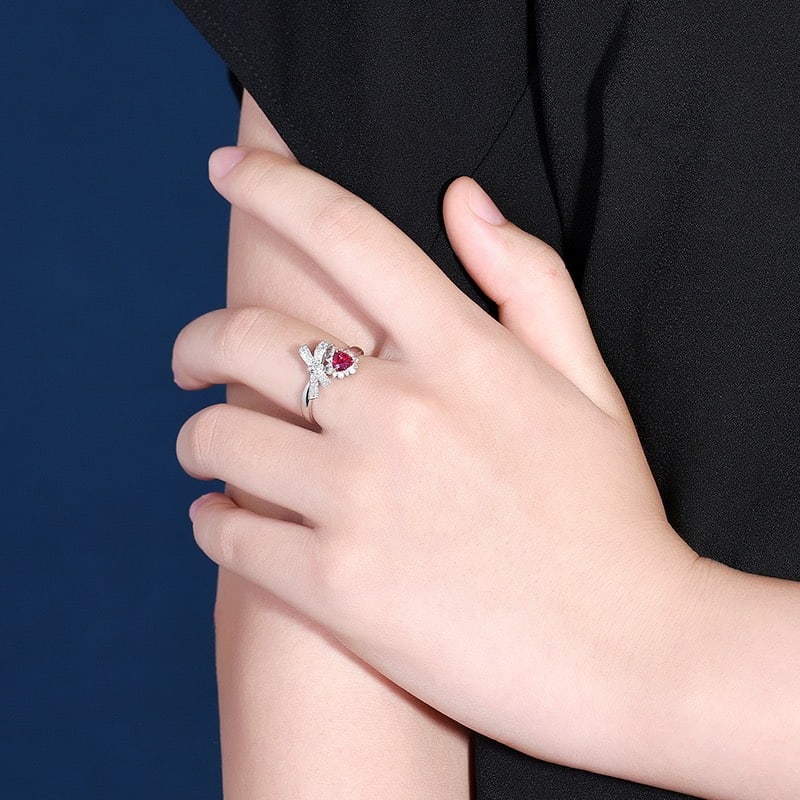 14k Gold 0.82 Ctw Vivid Red Natural Ruby & Diamond Ring - 8