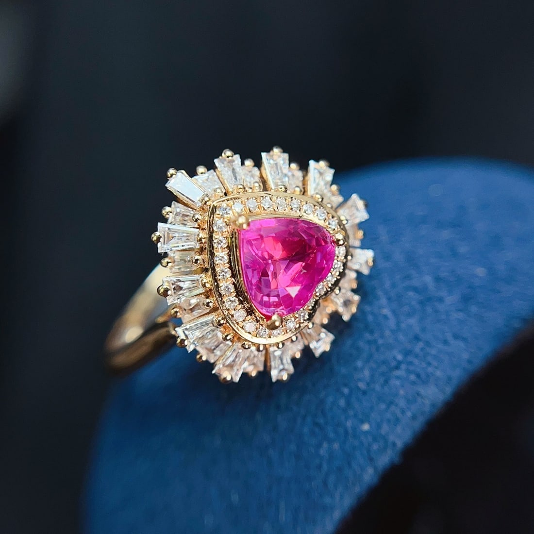 14k Gold 1.10 Ct Natural Ruby & Diamond Ring/pendant( Without Chain ) - 2