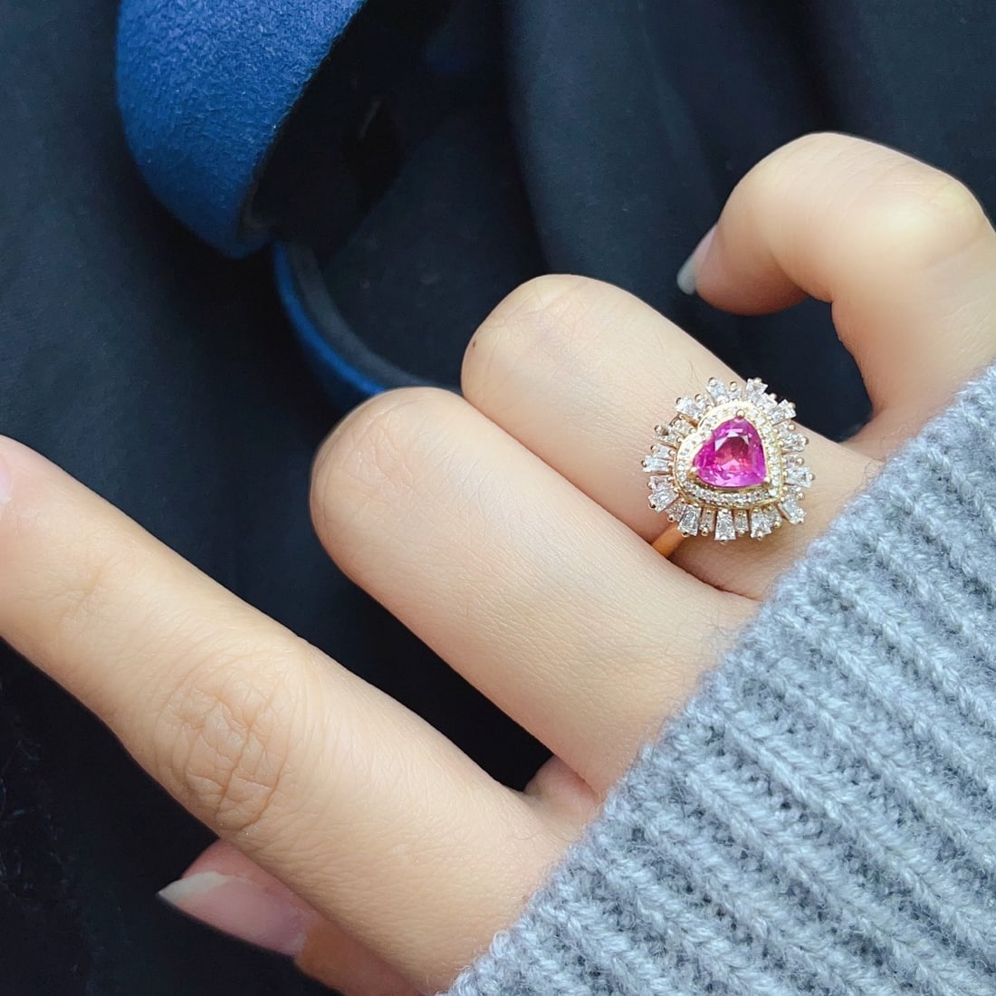 14k Gold 1.10 Ct Natural Ruby & Diamond Ring/pendant( Without Chain ) - 7