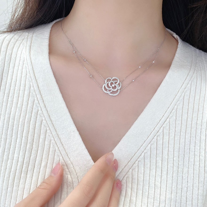 14k Gold 0.45 Ct Natural H Diamond Necklace - 2