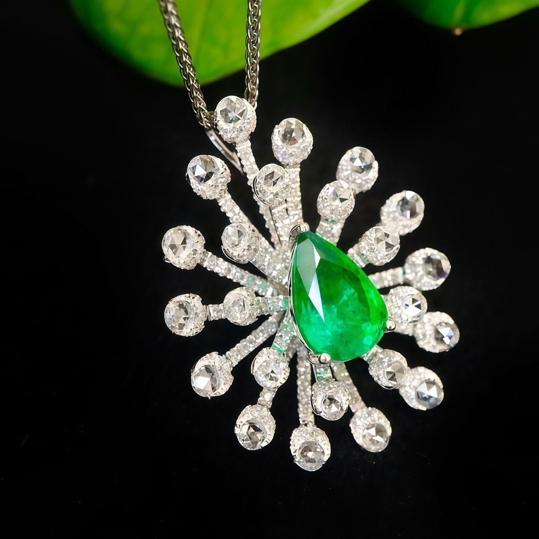 14k Gold 2.02 Ctw Vivid Green Natural Emerald & Diamond Ring/brooch/pendant( Without Chain ) - 4