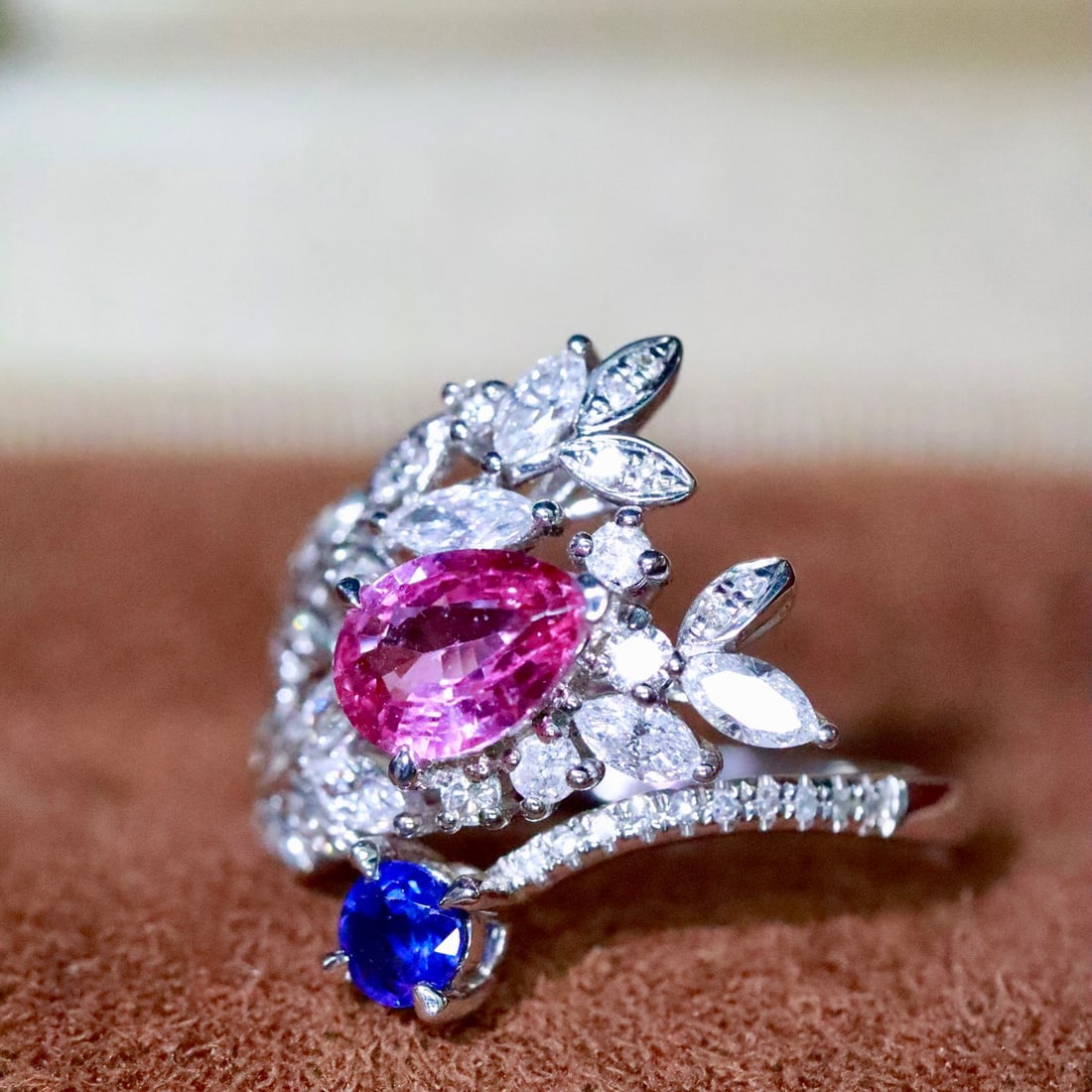 14k Gold 0.96 Ctw Natural Sapphire & Sapphire & Toi Et Moi Ring - 2