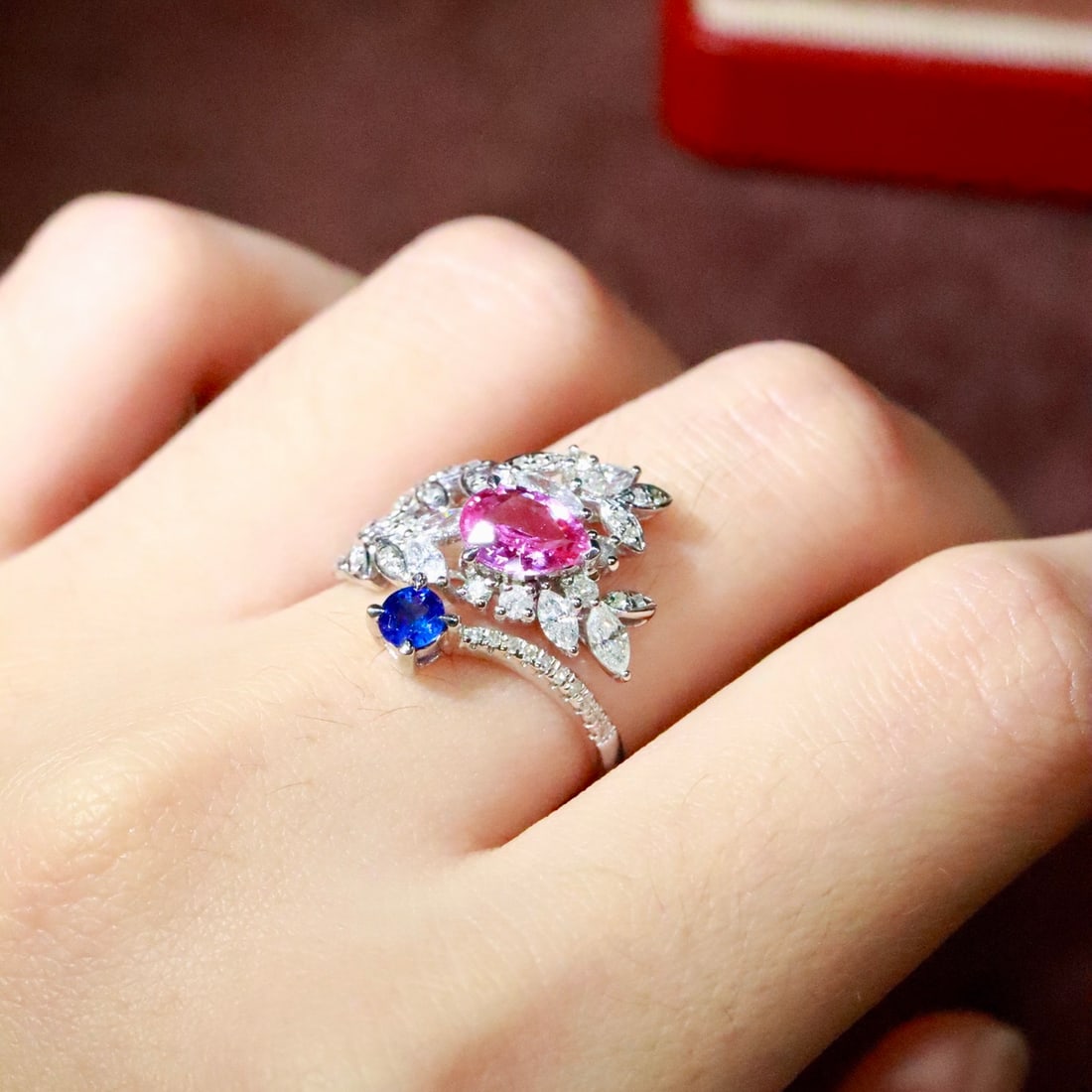 14k Gold 0.96 Ctw Natural Sapphire & Sapphire & Toi Et Moi Ring - 5