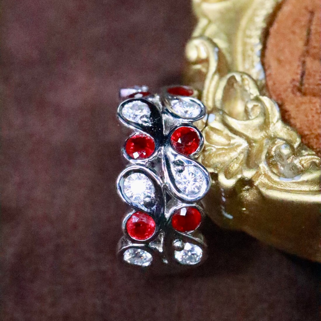 14k Gold 0.82 Ct Natural Ruby & Sapphire Ring - 2