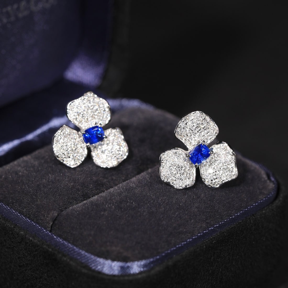 14k Gold 1.26 Ctw Natural Sapphire & Diamond Earrings - 8