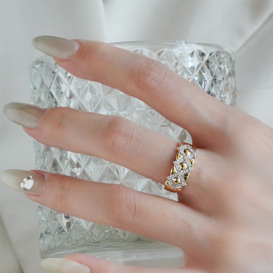 14k Gold 0.35 Ct Natural H Diamond Ring - 5