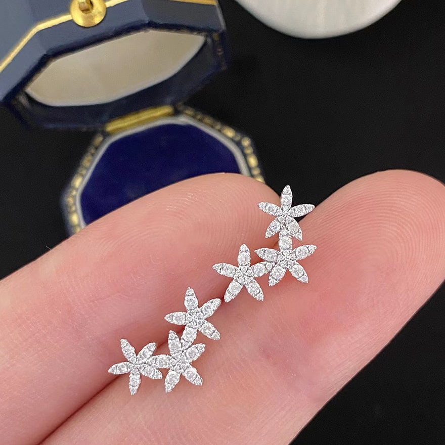 14k Gold 0.3 Ct Natural H Diamond Earrings - 4