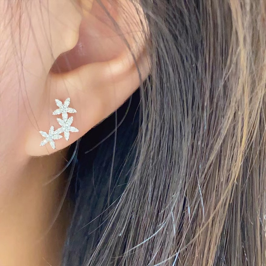 14k Gold 0.3 Ct Natural H Diamond Earrings - 6