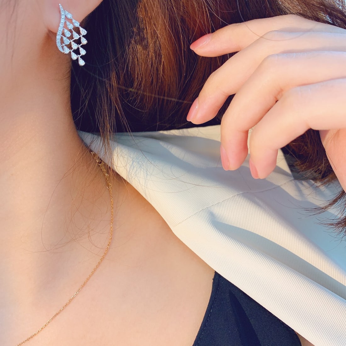 14k Gold 1.1 Ct Natural H Diamond Earrings - 4