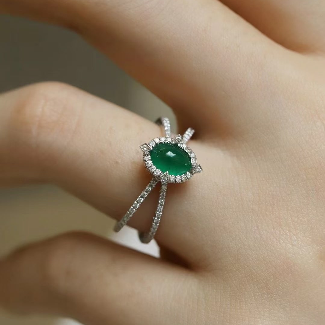 14k Gold 1.12 Ctw Natural Emerald & Diamond Ring - 3