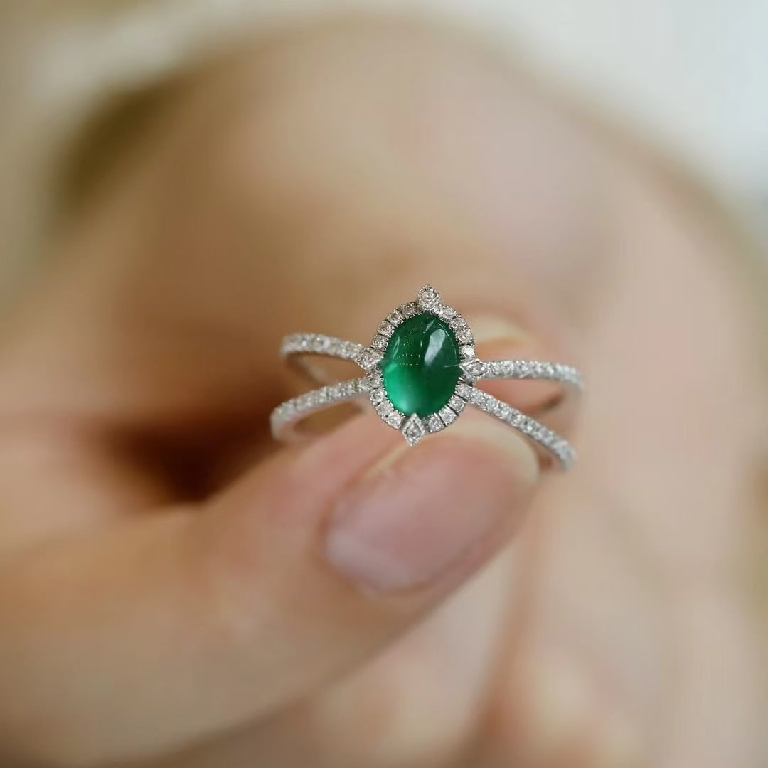 14k Gold 1.12 Ctw Natural Emerald & Diamond Ring - 7