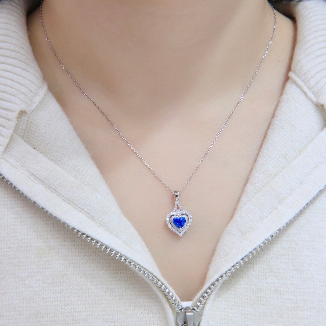 14k Gold 1.61 Ctw Natural Sapphire & Diamond Necklace - 8