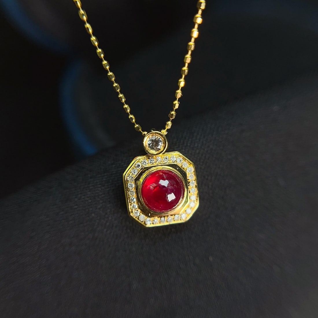 14k Gold 1.30 Ct Natural Ruby & Diamond & Sapphire Necklace - 5