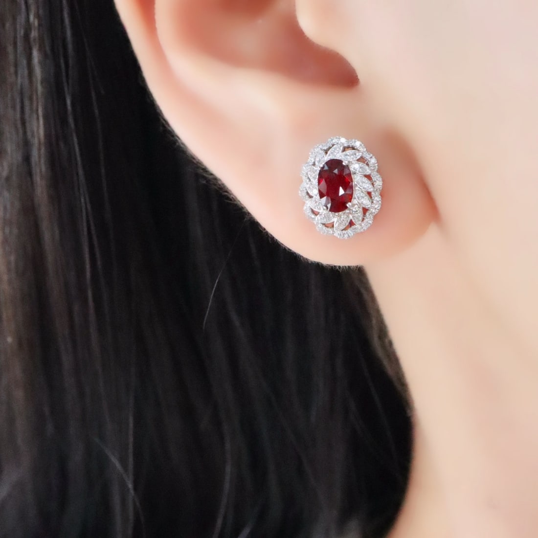 14k Gold 1.36 Ctw Vivid Red Natural Ruby & Diamond Earrings - 5