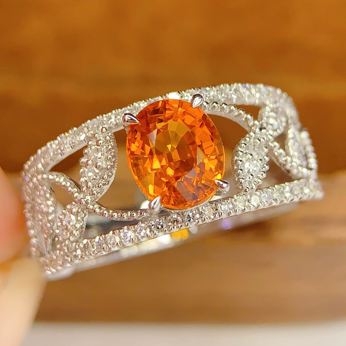 14k Gold 1.45 Ct Natural Spessartine & Diamond Ring - 3