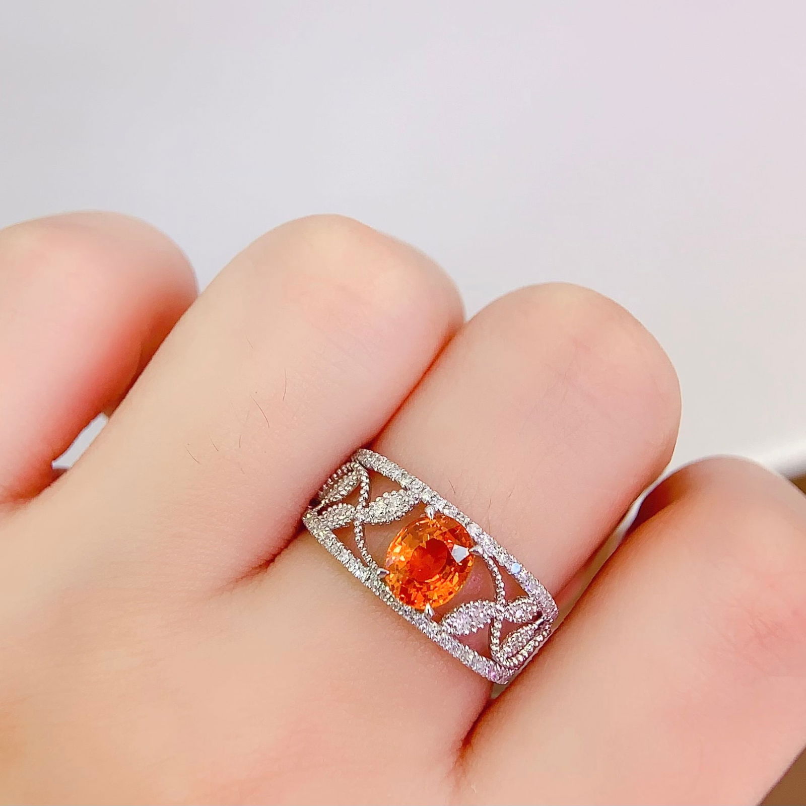 14k Gold 1.45 Ct Natural Spessartine & Diamond Ring - 6