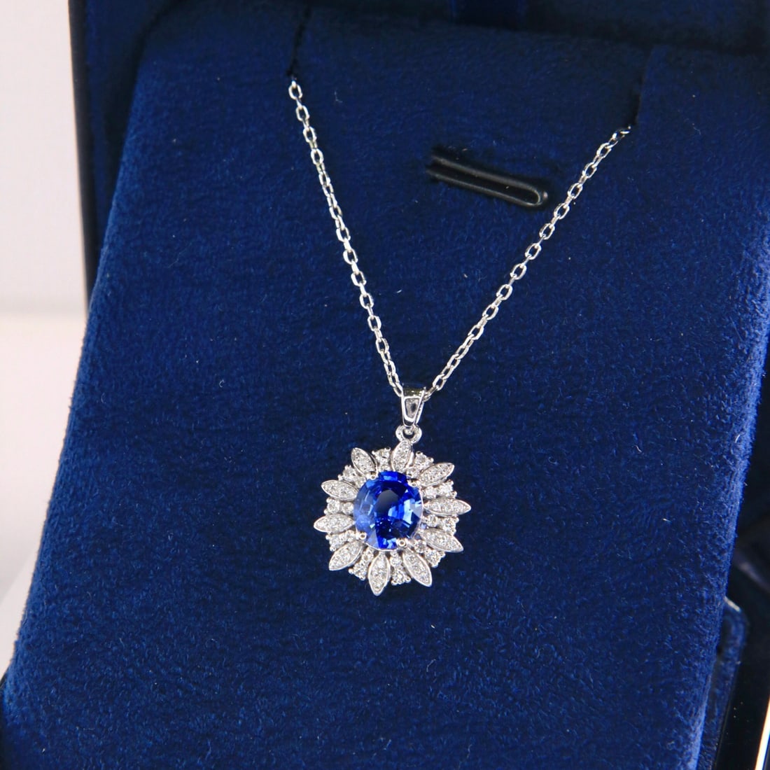 14k Gold 1.30 Ctw Natural Sapphire & Diamond Necklace - 6