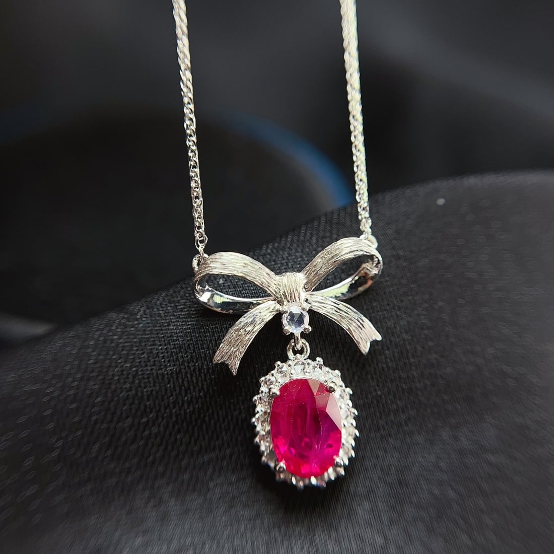 14k Gold 1.30 Ct Natural Ruby & Sapphire Necklace - 2