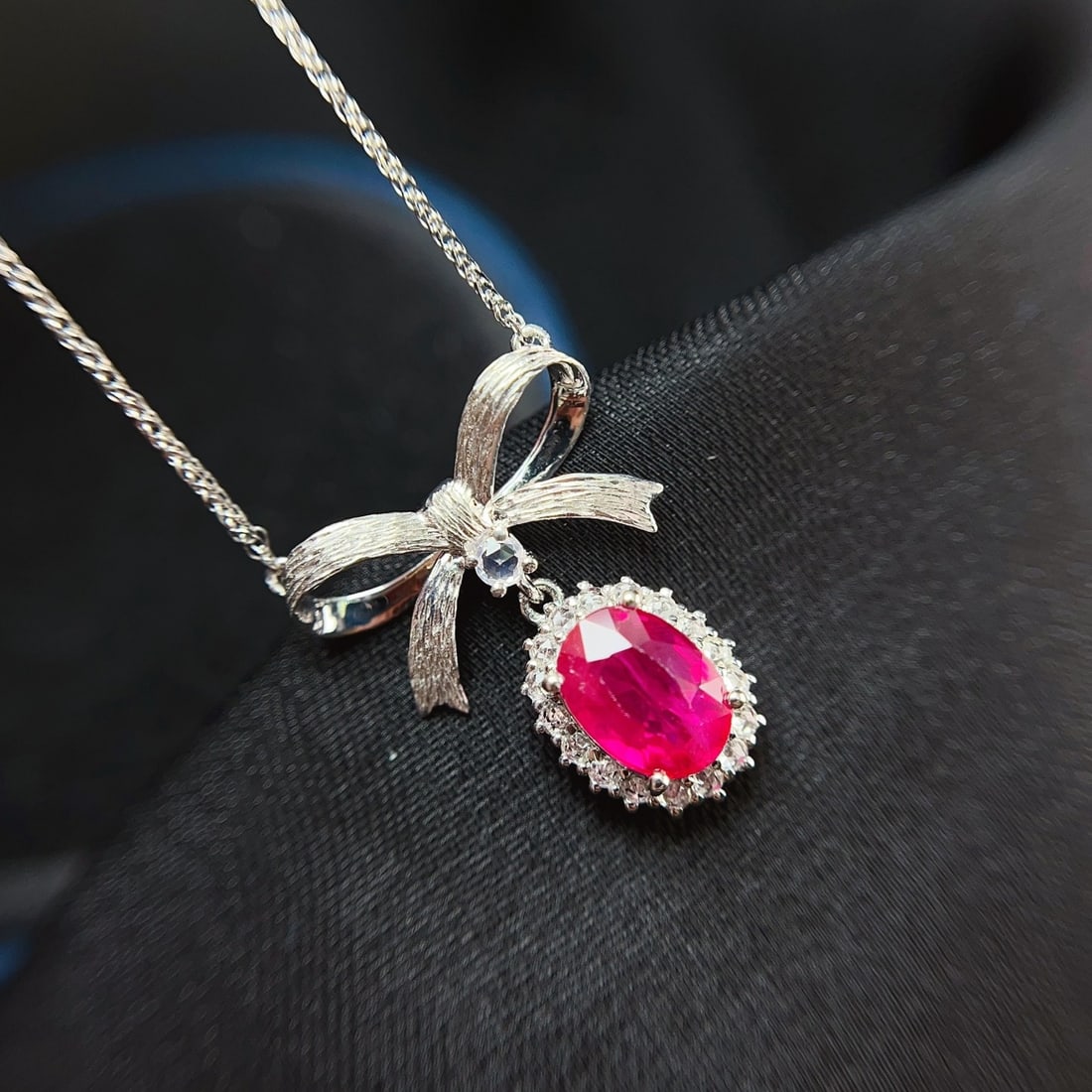 14k Gold 1.30 Ct Natural Ruby & Sapphire Necklace - 3