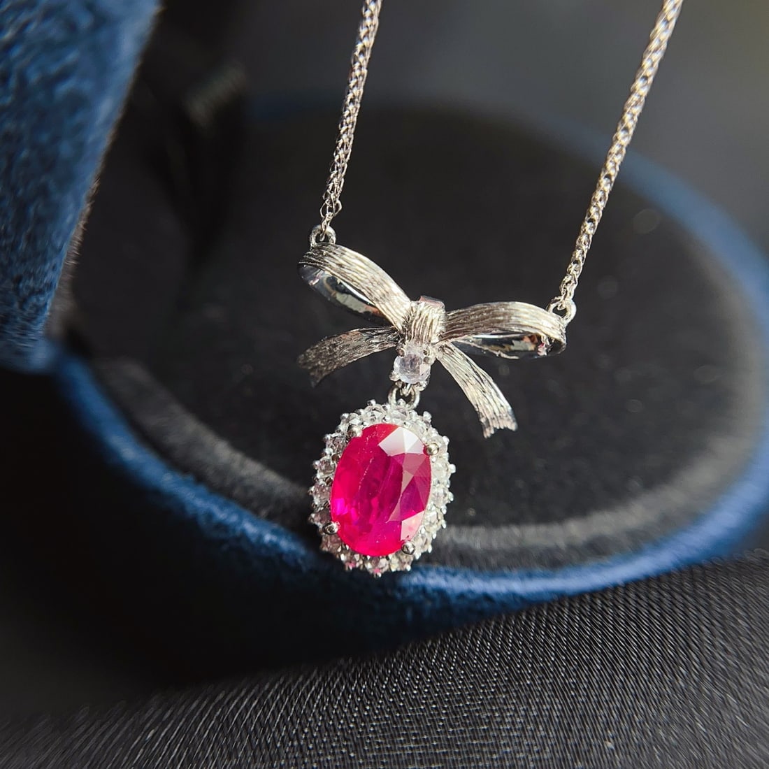 14k Gold 1.30 Ct Natural Ruby & Sapphire Necklace - 4