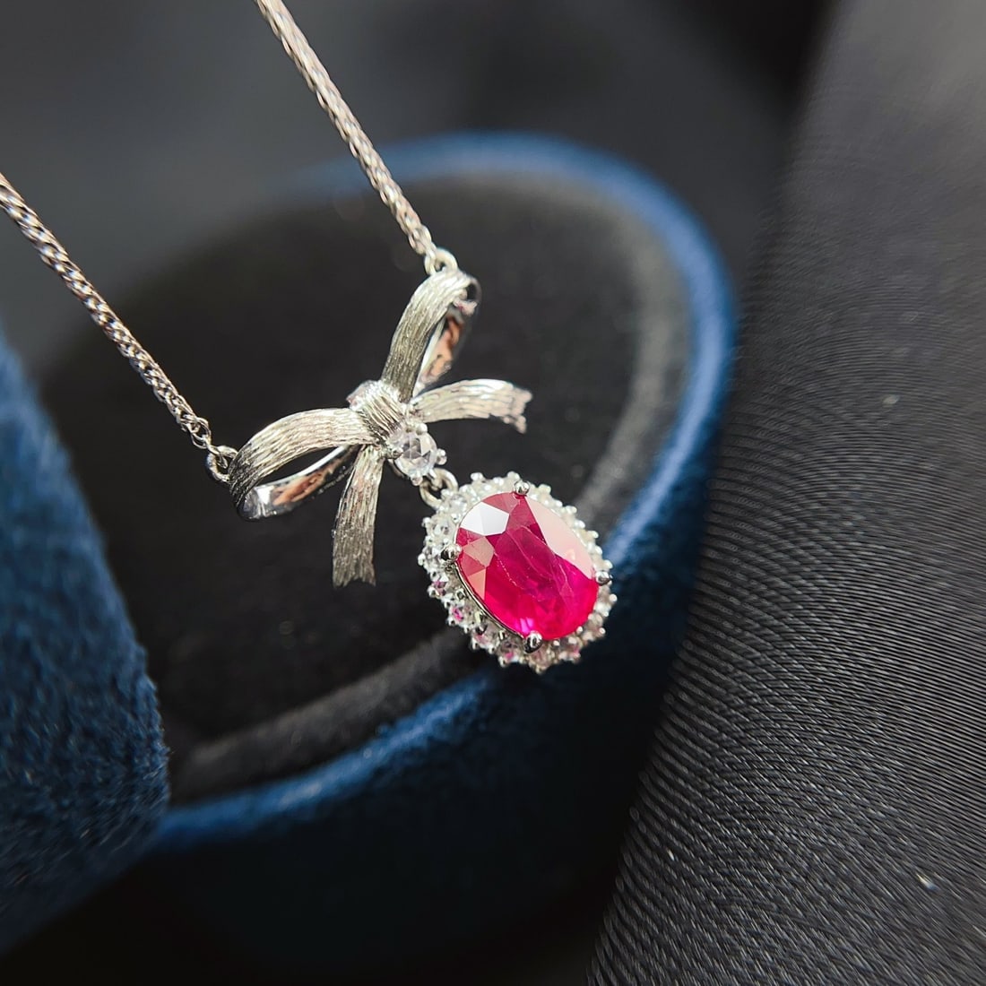 14k Gold 1.30 Ct Natural Ruby & Sapphire Necklace - 5