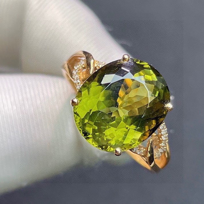 14k Gold 6.2 Ct Natural Tourmaline & Diamond Ring - 2