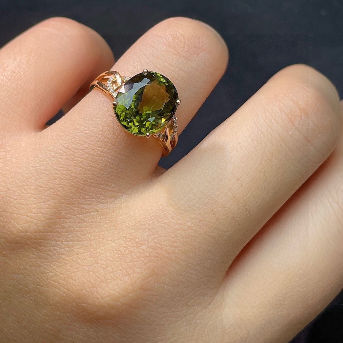 14k Gold 6.2 Ct Natural Tourmaline & Diamond Ring - 3
