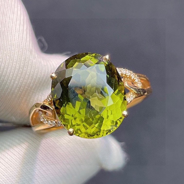 14k Gold 6.2 Ct Natural Tourmaline & Diamond Ring - 4