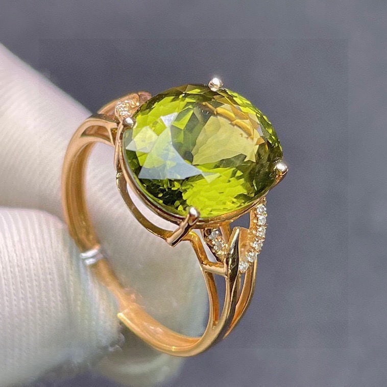 14k Gold 6.2 Ct Natural Tourmaline & Diamond Ring - 5