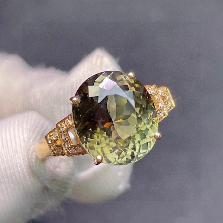 14k Gold 6.2 Ct Natural Tourmaline & Diamond Ring - 6