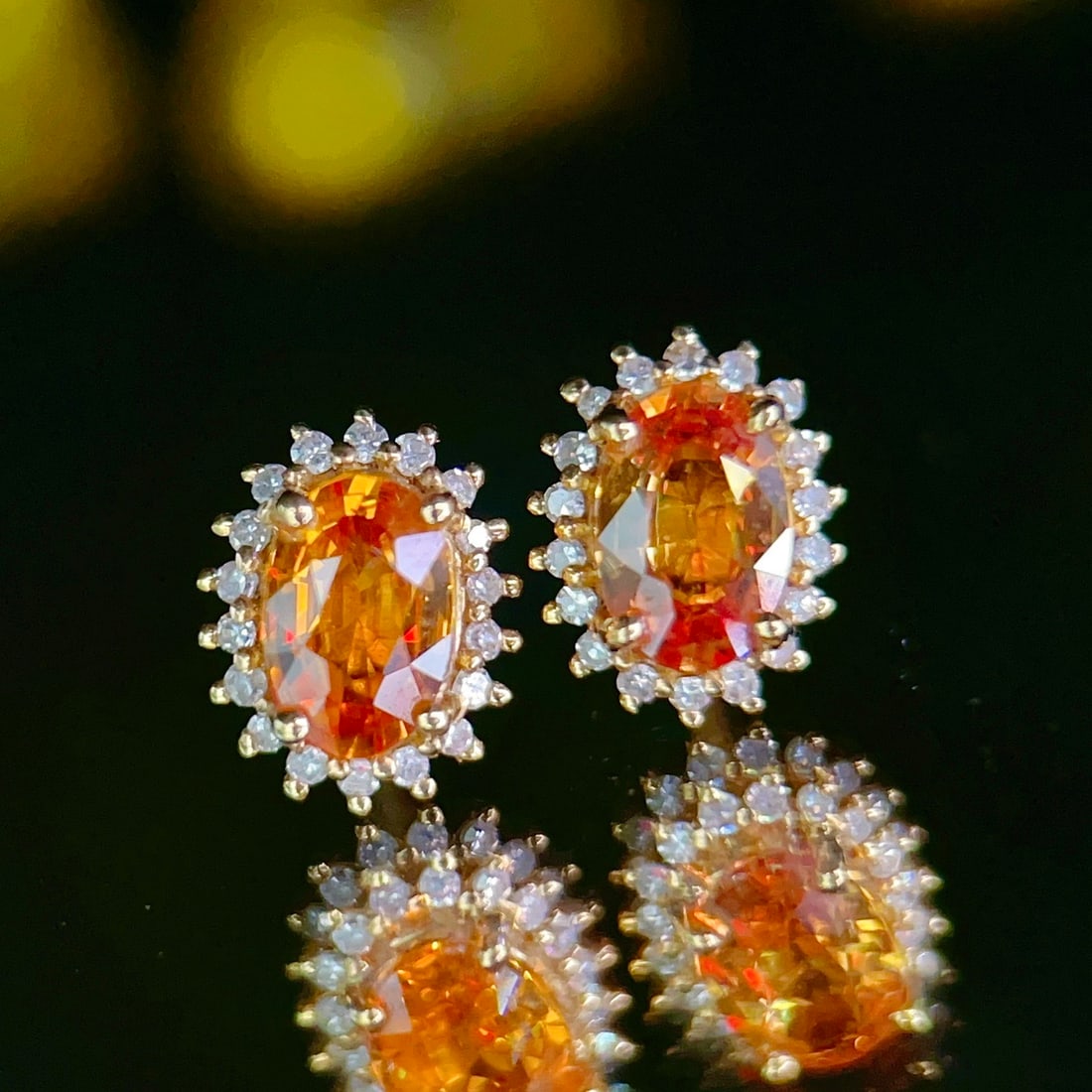 14k Gold 1.33 Ctw Natural Sapphire & Diamond Earrings - 2